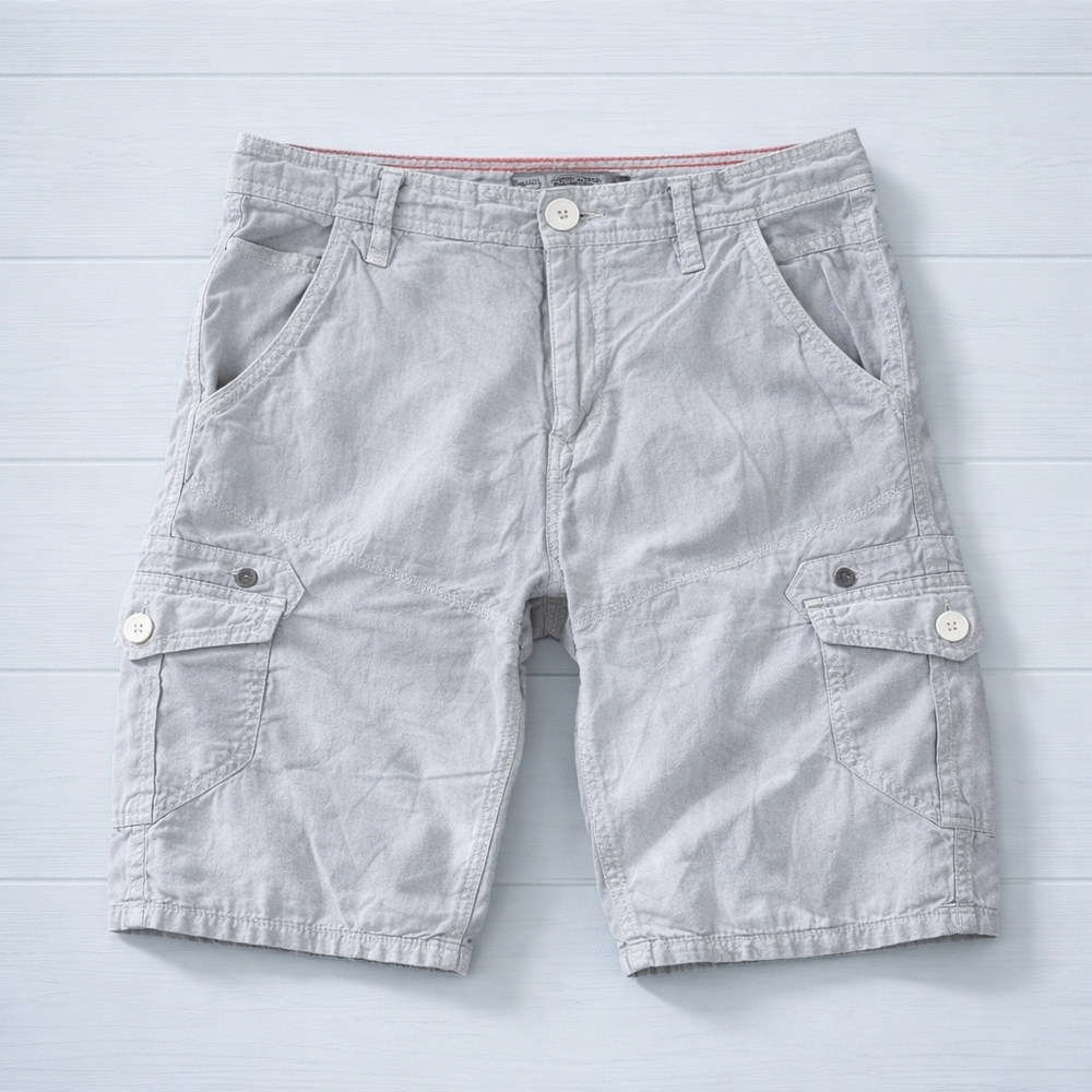 Private Member Linen Blend Cargo Shorts Mens Size 32 Beige Lightweight Summer